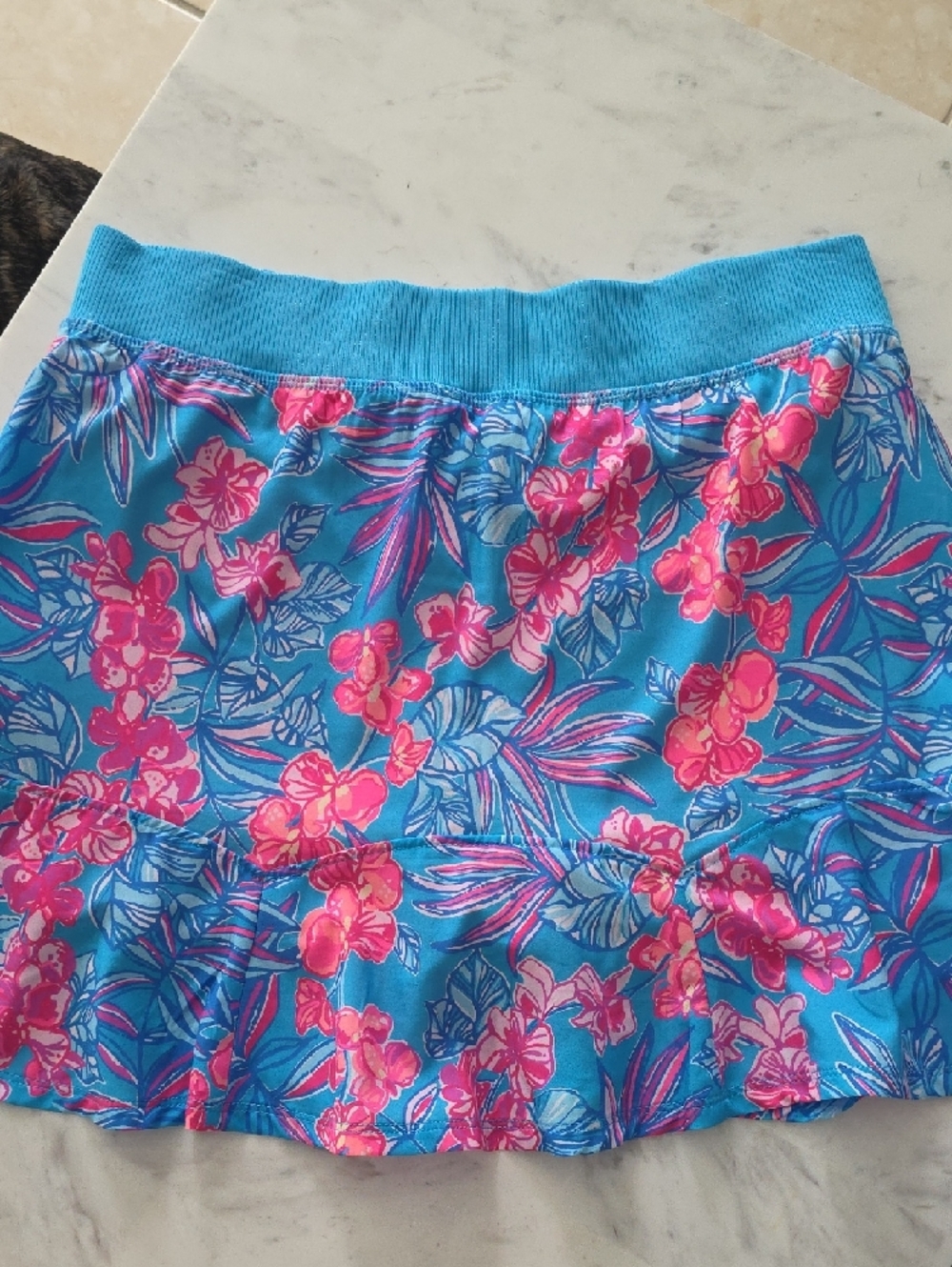 Lilly Pulitzer Aqua Floral Ruffle Skort - Picture 8 of 9